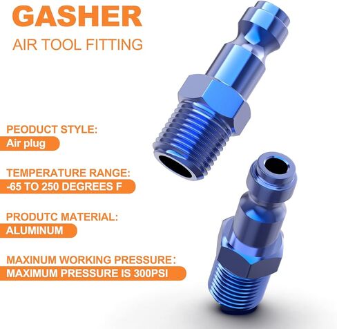 20 قطعة من GASHER ألومنيوم 1/4 بوصة NPT ذكر قابس هواء صناعي أزرق، مقابس هوائية (نمط T) in Kuwait