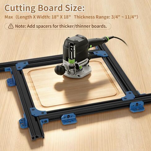 Juice Groove Router Jig,Adjustable Juice Groove Jig for Cutting Board Up to 18"x18",Versatile Variable Router Jig with Corner Radius Guides Included,Effortlessly Cuts Square,Round & Triangle Grooves in Kuwait