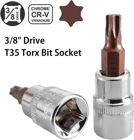 مقبس لقم توركس T35 مقاس 3/8 بوصة، لقم فولاذية S2، مقابس CR-V، للاستخدام اليدوي فقط، عبوتان in Kuwait