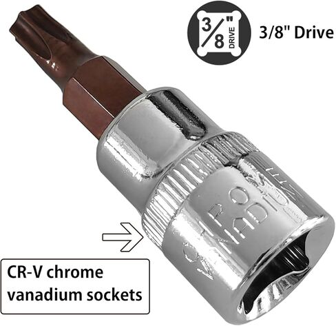 مقبس لقم توركس T35 مقاس 3/8 بوصة، لقم فولاذية S2، مقابس CR-V، للاستخدام اليدوي فقط، عبوتان in Kuwait
