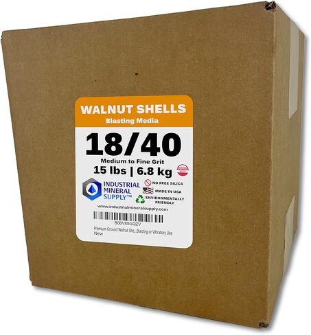 Premium Ground Walnut Shells Grit Size 18/40-15 lbs/6.8 kg - Medium to Fine Grit Walnut Shells for Tumbling, Blasting or Vibratory Use in Kuwait