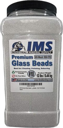 #10 Premium Glass Beads - Fine - 12 lbs/5.44 kg - Blasting Media - 100-170 US Mesh in Kuwait