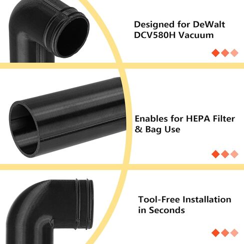 محول DCV580H متوافق مع DeWalt، متوافق مع فلتر HEPA ومجموعة أكياس المكنسة الكهربائية المتوافقة مع 20 فولت 2 جالون رطب جاف، حل لتقليل الغبار بدون أدوات in Kuwait