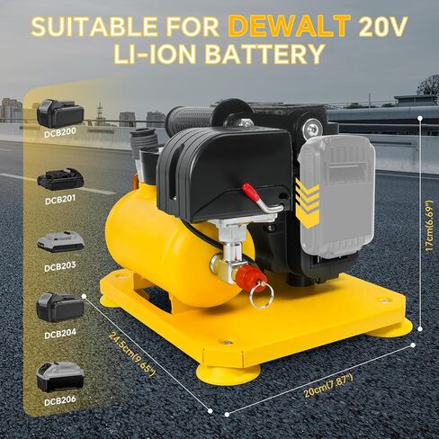 Cordless Air Compressor Compatible with Dewalt 20V Battery, 0.26-Gallon Capacity, Oil-Free, Ultra Quiet Portable Air Compressor, 65 dB Noise Level Electric Air Compressor in Kuwait