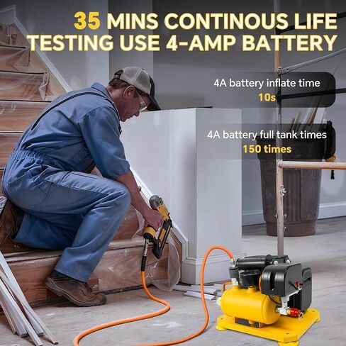 Cordless Air Compressor Compatible with Dewalt 20V Battery, 0.26-Gallon Capacity, Oil-Free, Ultra Quiet Portable Air Compressor, 65 dB Noise Level Electric Air Compressor in Kuwait