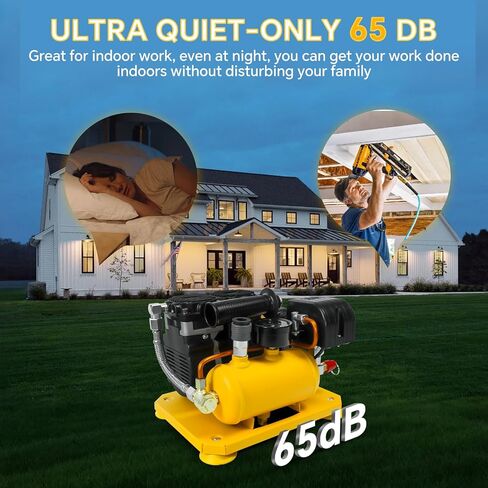 Cordless Air Compressor Compatible with Dewalt 20V Battery, 0.26-Gallon Capacity, Oil-Free, Ultra Quiet Portable Air Compressor, 65 dB Noise Level Electric Air Compressor in Kuwait