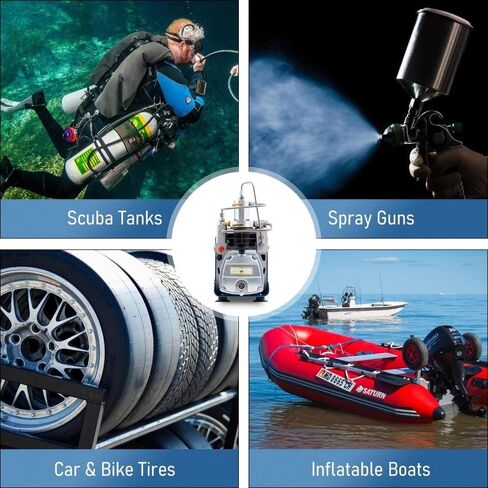 PCP Air Compressor, 4500 psi/30 MPa Scuba Tank Compressor, 110V/220V AC, PCP Air Rifle Compressor with Auto Shut-Off, 1800W High-Pressure Air Pump, Paintball Shooting, PCP Air Rifle in Kuwait