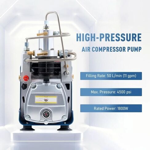 PCP Air Compressor, 4500 psi/30 MPa Scuba Tank Compressor, 110V/220V AC, PCP Air Rifle Compressor with Auto Shut-Off, 1800W High-Pressure Air Pump, Paintball Shooting, PCP Air Rifle in Kuwait