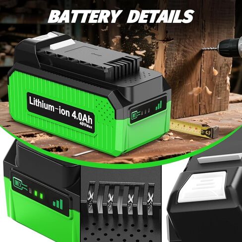 4.0Ah High Capacity Battery Replacement for 40v Greenworks Battery and Charger,Compatible with Greenworks 40V Power Tools in Kuwait