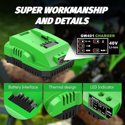 4.0Ah High Capacity Battery Replacement for 40v Greenworks Battery and Charger,Compatible with Greenworks 40V Power Tools in Kuwait