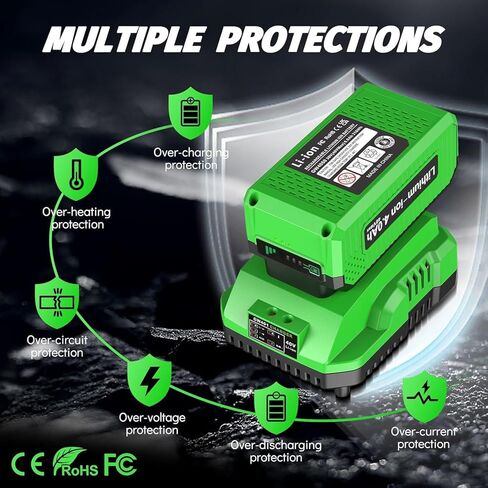 4.0Ah High Capacity Battery Replacement for 40v Greenworks Battery and Charger,Compatible with Greenworks 40V Power Tools in Kuwait