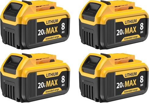4 عبوات بديلة بقدرة 8000 مللي أمبير في الساعة لبطارية DeWalt 20V Max - متوافقة مع DCB206 DCB200 DCB201 DCB207 DCB203 DCB205، تناسب أدوات أيونات الليثيوم والشواحن الأصلية ببطارية 20 فولت in Kuwait