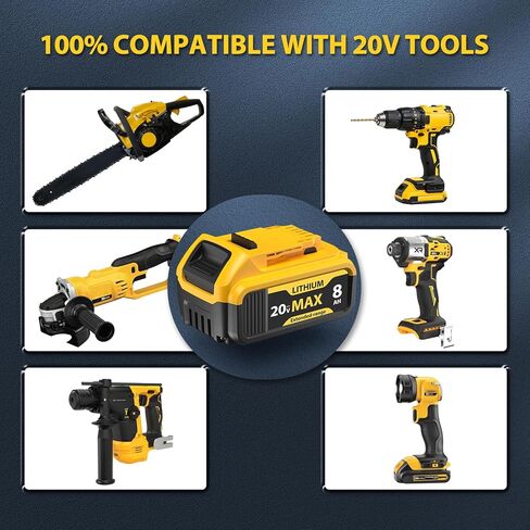 4 عبوات بديلة بقدرة 8000 مللي أمبير في الساعة لبطارية DeWalt 20V Max - متوافقة مع DCB206 DCB200 DCB201 DCB207 DCB203 DCB205، تناسب أدوات أيونات الليثيوم والشواحن الأصلية ببطارية 20 فولت in Kuwait
