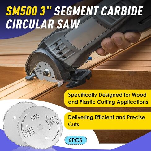 6 PCS SM500 3'' Wood Plastic Segment Carbide Circular Saw Compatible with Dremel Saw Max Series, Suitable for Precise Cutting Applications in Kuwait