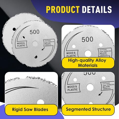 6 PCS SM500 3'' Wood Plastic Segment Carbide Circular Saw Compatible with Dremel Saw Max Series, Suitable for Precise Cutting Applications in Kuwait