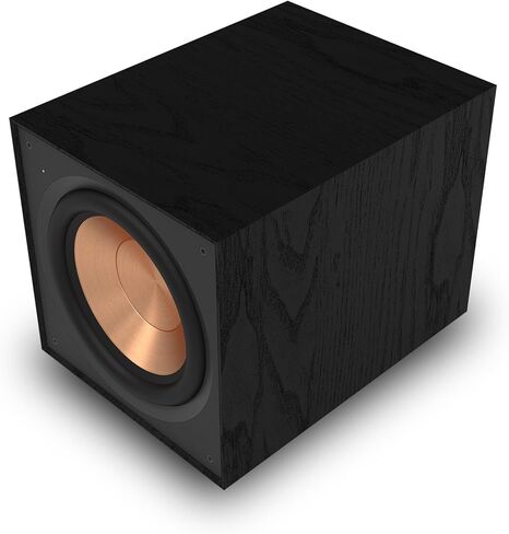 مضخم صوت Klipsch Reference R-121SW مقاس 12 بوصة مزود بمضخم صوت أمامي مزود بمكبرات صوت بوليمر بلورية مُعاد تشكيلها من النحاس المغزول ومكبر صوت رقمي بالكامل للحصول على صوت ممتاز باللون الأسود in Kuwait