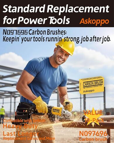 N097696 (10-Pack) Carbon Brushes, Carbones para DeWALT DWE4120 DWE4011 DWE4012 DWE4100 Angle Grinder Replacement - Askoppo in Kuwait