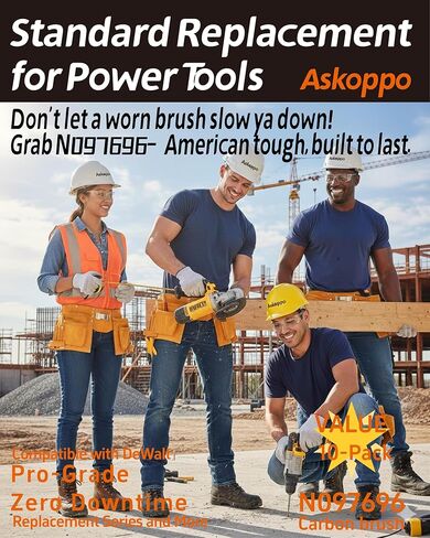 N097696 (10-Pack) Carbon Brushes, Carbones para DeWALT DWE4120 DWE4011 DWE4012 DWE4100 Angle Grinder Replacement - Askoppo in Kuwait