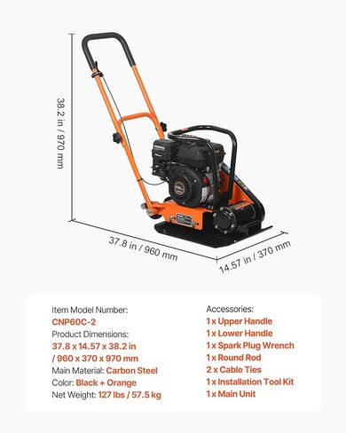 ضاغط الألواح VEVOR، محرك غاز 6.5 HP 196CC، ماكينة الدك الأرضية الاهتزازية 5600 VPM، قوة الضغط 2360 رطل، لوحة 20.1 × 15 بوصة، ضاغط المشي خلف المناظر الطبيعية للرصف، الأسفلت، الأساس، التربة in Kuwait