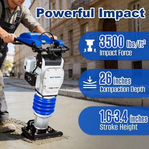 بيلت هارد 3500 رطل، جاك القفز يعمل بالغاز، مع محرك هوندا GX100 98cc 3HP رباعي الأشواط، 26 بوصة أقصى عمق للضغط، جاك القفز للضغط للتربة والحصى والأساسات in Kuwait