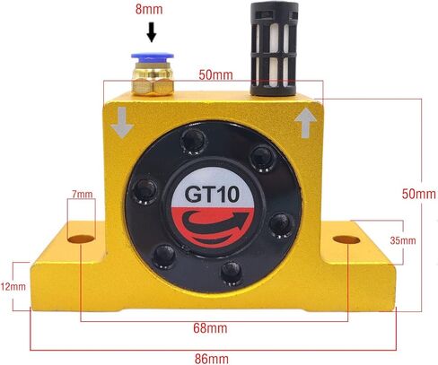 هزاز توربيني هوائي GT10 هزاز توربيني هوائي من سلسلة GT 1/8 بوصة مكونات نظام هوائي صناعي هزازات توربينية عالية السرعة مع قادوس كاتم صوت ذهبي GT-10 مجاني in Kuwait