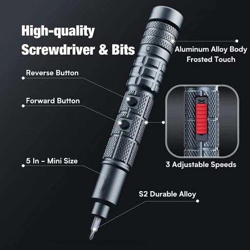 Electric Screwdriver For CS0603A Mini Electric Screwdriver Set Rechargeable Lithium Technology 3 Adjustable Speed 200rpm Torque Precision Tool（Type:A Set) in Kuwait