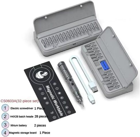 Electric Screwdriver For CS0603A Mini Electric Screwdriver Set Rechargeable Lithium Technology 3 Adjustable Speed 200rpm Torque Precision Tool（Type:A Set) in Kuwait