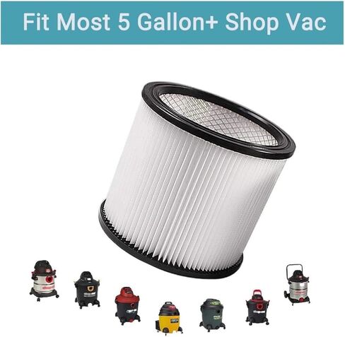 عبوتان من المرشحات البديلة المتوافقة مع Shop Vac 90304 90333 90350، مرشحات خرطوشة قابلة لإعادة الاستخدام وقابلة للغسل بسعة 5 جالون و12 جالون وما فوق المكانس الرطبة/الجافة in Kuwait