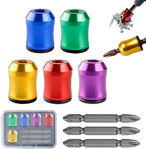 5 super strong screwdriver head magnetic rings, plus 3 magnetic screwdrivers, anti slip detachable magnetic screwdriver head clips, suitable for various electric impact drill bits in Kuwait
