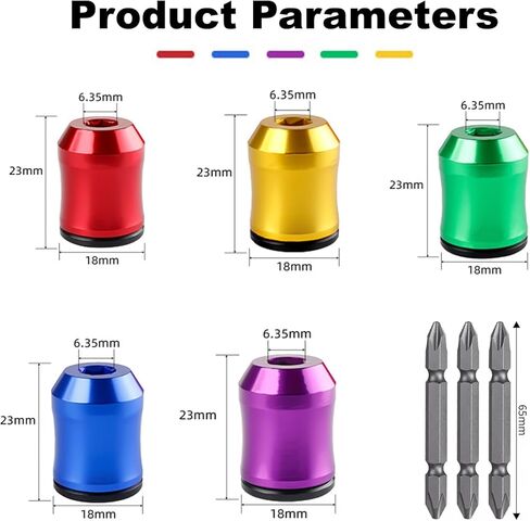 5 super strong screwdriver head magnetic rings, plus 3 magnetic screwdrivers, anti slip detachable magnetic screwdriver head clips, suitable for various electric impact drill bits in Kuwait