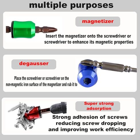 5 super strong screwdriver head magnetic rings, plus 3 magnetic screwdrivers, anti slip detachable magnetic screwdriver head clips, suitable for various electric impact drill bits in Kuwait