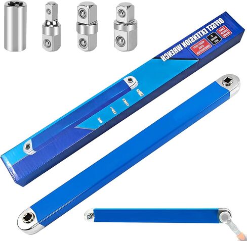 15 Inch Offset Extension Wrench, Impact Ready Socket Wrench Extender Tool Set with Versatile 1/2", 1/4" and 3/8" Square Drive Adapters, Universal Extensions Wrench for Tight Place in Kuwait