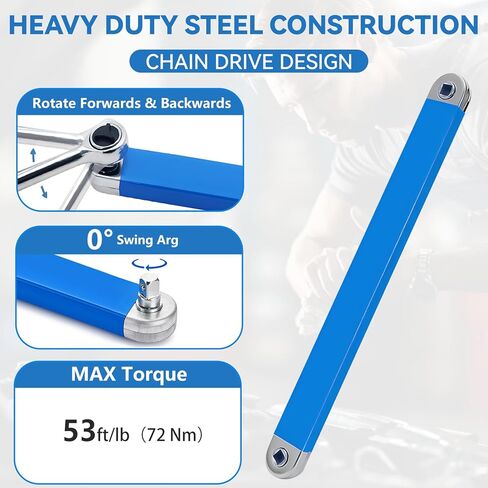 15 Inch Offset Extension Wrench, Impact Ready Socket Wrench Extender Tool Set with Versatile 1/2", 1/4" and 3/8" Square Drive Adapters, Universal Extensions Wrench for Tight Place in Kuwait