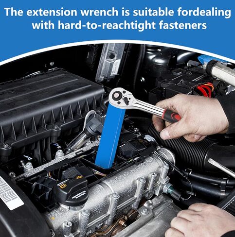 15 Inch Offset Extension Wrench, Impact Ready Socket Wrench Extender Tool Set with Versatile 1/2", 1/4" and 3/8" Square Drive Adapters, Universal Extensions Wrench for Tight Place in Kuwait