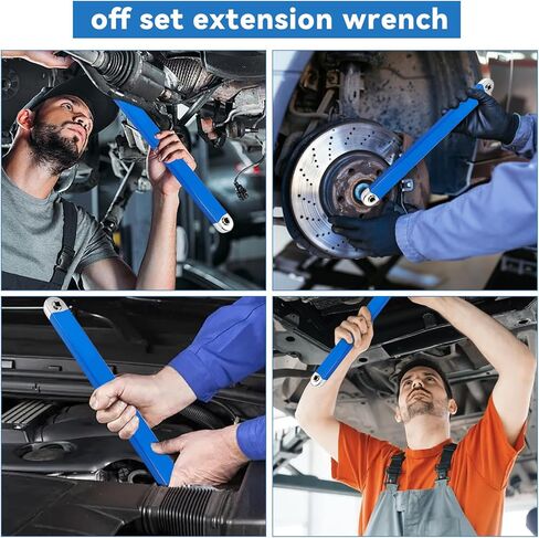15 Inch Offset Extension Wrench, Impact Ready Socket Wrench Extender Tool Set with Versatile 1/2", 1/4" and 3/8" Square Drive Adapters, Universal Extensions Wrench for Tight Place in Kuwait