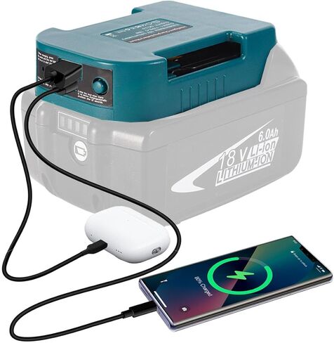 لمحول بطارية Mak.ita 18 فولت - شاحن سريع مزدوج USB-C وUSB-A مع مشبك حزام، محول طاقة محمول للهواتف والأجهزة اللوحية والأدوات (البطارية غير متضمنة) in Kuwait
