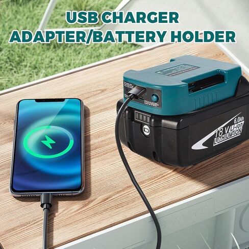 لمحول بطارية Mak.ita 18 فولت - شاحن سريع مزدوج USB-C وUSB-A مع مشبك حزام، محول طاقة محمول للهواتف والأجهزة اللوحية والأدوات (البطارية غير متضمنة) in Kuwait