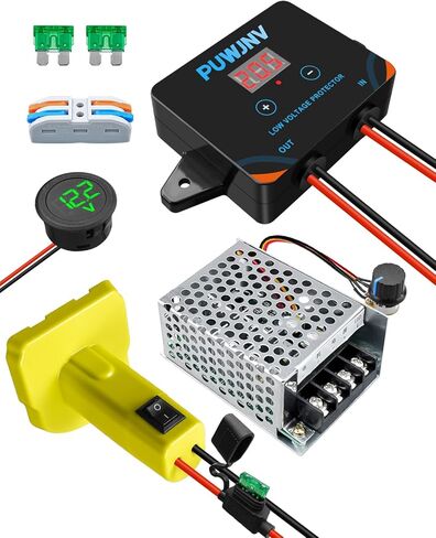 مجموعة تحويل محول بطارية عجلة الطاقة المتوافقة مع بطارية Ryobi 18 فولت مع منظم الجهد الكهربي، وواقي الجهد المنخفض، ومحطات الصمامات والأسلاك لألعاب السيارات الروبوتية لشاحنة RC in Kuwait