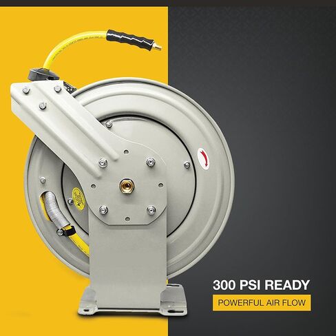 Klutch Auto-Rewind Dual Arm Air Hose Reel, with 3/8in. x 50ft. Hose, 300 PSI in Kuwait