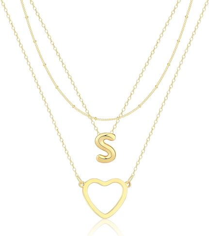 VIROMY Gold Initial Necklaces for Women Trendy,14K Gold Plated Tiny Layering Letter A-Z Necklace Heart Pendant letter choker Stackable Necklace Christmas Gifts Daily Jewelry in Saudi Arabia