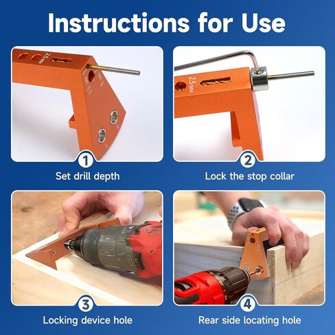 Undermount Drawer Slide Drilling Guide Kit Compatible with Blum Tandem, Drawer Slide Kit Includes Aluminum Alloy Angle Guide, 6mm & 2.5mm Brad Point Drill bits, Stop Collars, and hex Wrench in Kuwait
