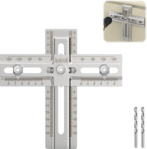 Imbot Cabinet Hardware Doweling Jig، مقبض خزانة من الفولاذ المقاوم للصدأ، قالب مقبض خزانة قابل للتعديل، دليل حفر النجارة الدقيق للمقابض والمقابض والسحب in Kuwait