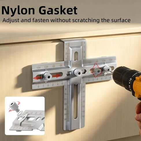 Imbot Cabinet Hardware Doweling Jig، مقبض خزانة من الفولاذ المقاوم للصدأ، قالب مقبض خزانة قابل للتعديل، دليل حفر النجارة الدقيق للمقابض والمقابض والسحب in Kuwait