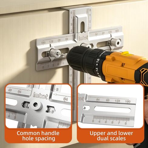 Imbot Cabinet Hardware Doweling Jig، مقبض خزانة من الفولاذ المقاوم للصدأ، قالب مقبض خزانة قابل للتعديل، دليل حفر النجارة الدقيق للمقابض والمقابض والسحب in Kuwait