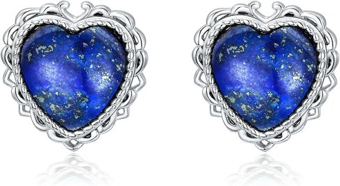 BETHZA Natural Gemstone Stud Earrings 925 Sterling Silver Heart-shaped Real Gemstone Earring Jewelry Gifts for Women in Saudi Arabia
