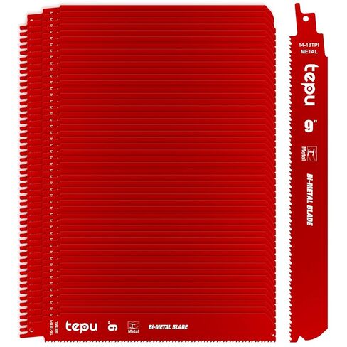TEPU 25 حزمة 9 بوصة 14/18 TPI ثنائية المعدن شفرات المنشار الترددية، M42 أسنان الكوبالت، لقطع المعادن وقطع الخشب، 1/16-5/16 في المعدن المتوسط، متوافق مع ميلووكي ديوالت Sawzall in Kuwait