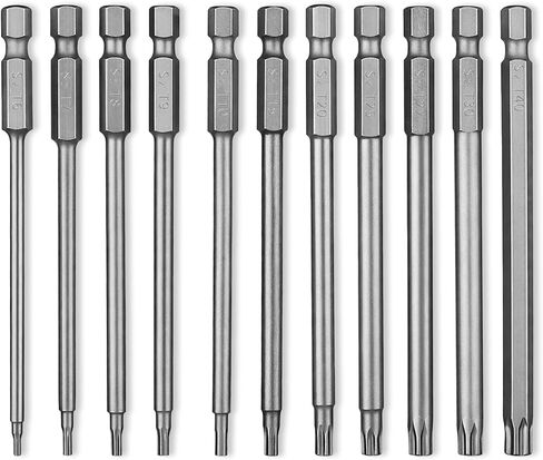 11PCS Security Torx Bit, 1/4 Inch Hex Shank S2 Steel Magnetic Tamper Proof Star Screwdriver Bit Set, S2 Torx Screwdriver Bits Sets (T6-T40) in Kuwait
