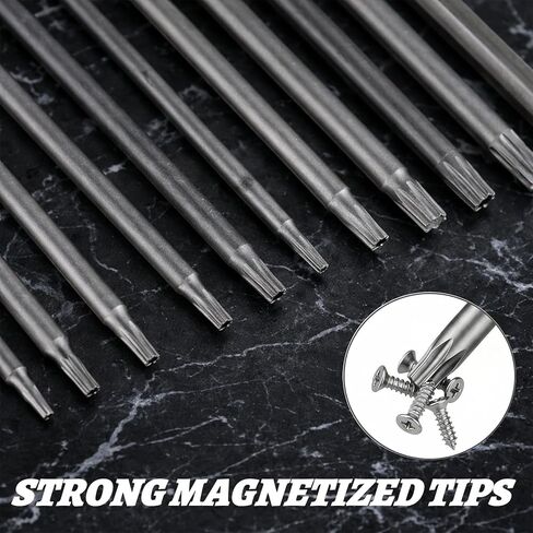 11PCS Security Torx Bit, 1/4 Inch Hex Shank S2 Steel Magnetic Tamper Proof Star Screwdriver Bit Set, S2 Torx Screwdriver Bits Sets (T6-T40) in Kuwait