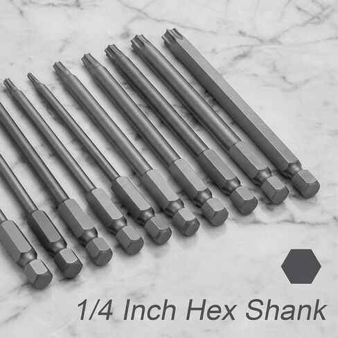 11PCS Security Torx Bit, 1/4 Inch Hex Shank S2 Steel Magnetic Tamper Proof Star Screwdriver Bit Set, S2 Torx Screwdriver Bits Sets (T6-T40) in Kuwait