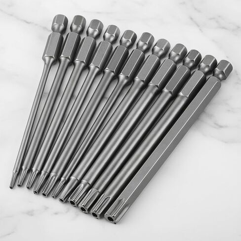 11PCS Security Torx Bit, 1/4 Inch Hex Shank S2 Steel Magnetic Tamper Proof Star Screwdriver Bit Set, S2 Torx Screwdriver Bits Sets (T6-T40) in Kuwait